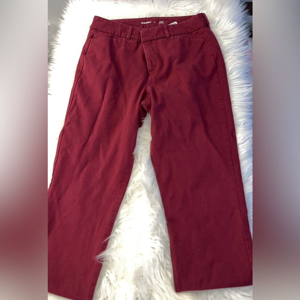 Burgundy Straight-Leg Pants